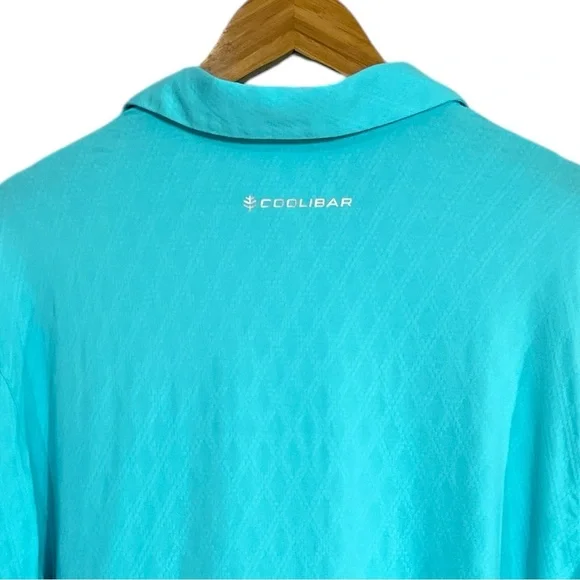 Coolibar Men's Arobello Long Sleeve Golf Polo size XL in Aruba Blue - Picture 10 of 10